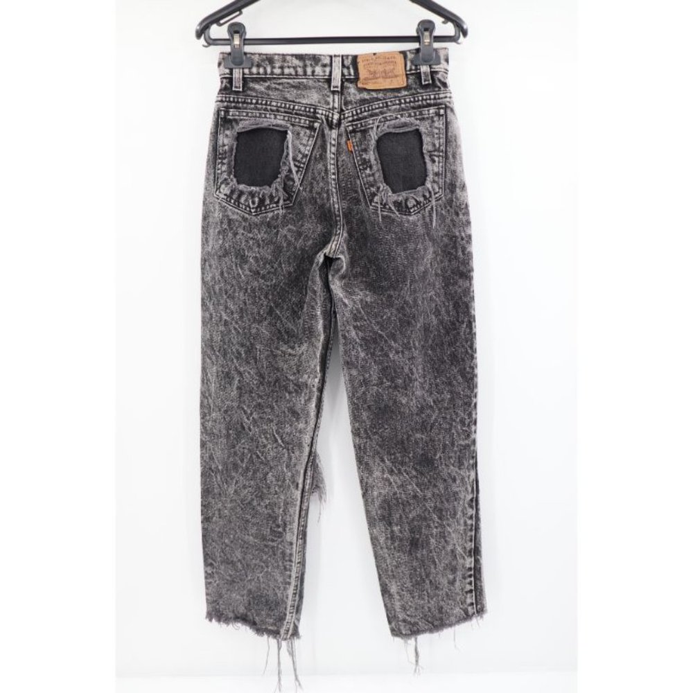 Vtg levi's women's 27 orange tab student 550 relaxed tapered leg destroyed jeans